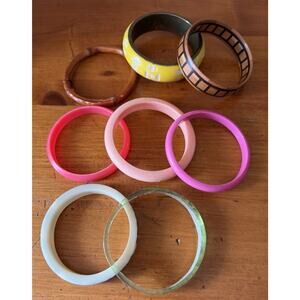 Y2K Colorful Acrylic Bangle Bracelet Lot Retro Plastic Stack Bright Summer Stack